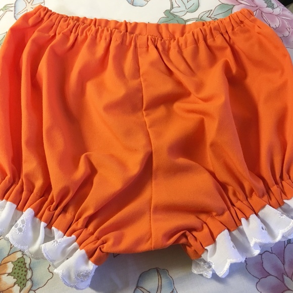 #52 Orange  with White Eyelet Lace Diaper Covers - Picture 2 of 3